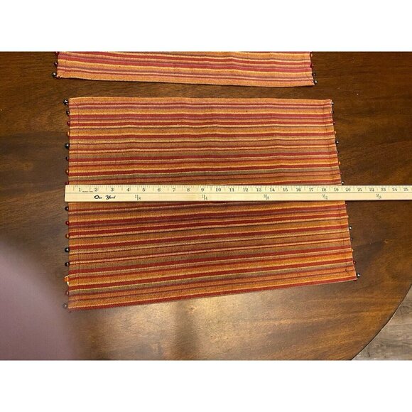 4 Pier 1 Imports Multi Colored Beaded Spicy Striped Placemats Boho - Picture 4 of 5